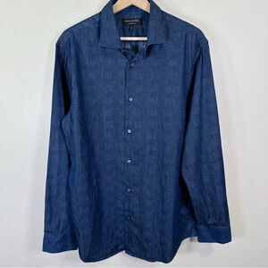 Banana Republic Plaid Denim Chambray  Slim Fit Button Shirt